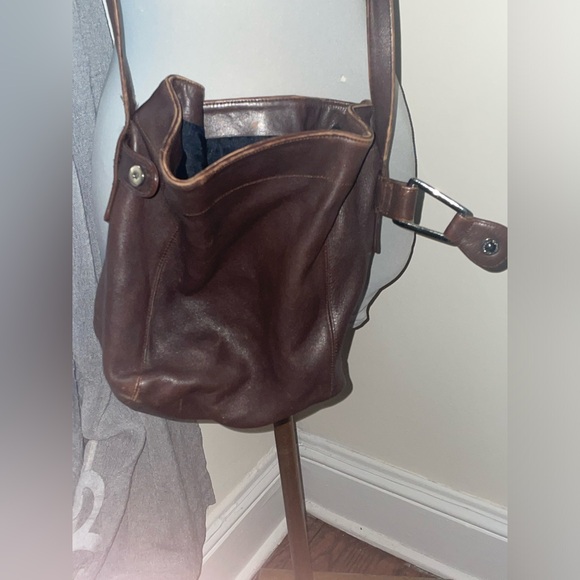 INC Dark brown bag, real leather, two pockets preowned - Picture 3 of 6